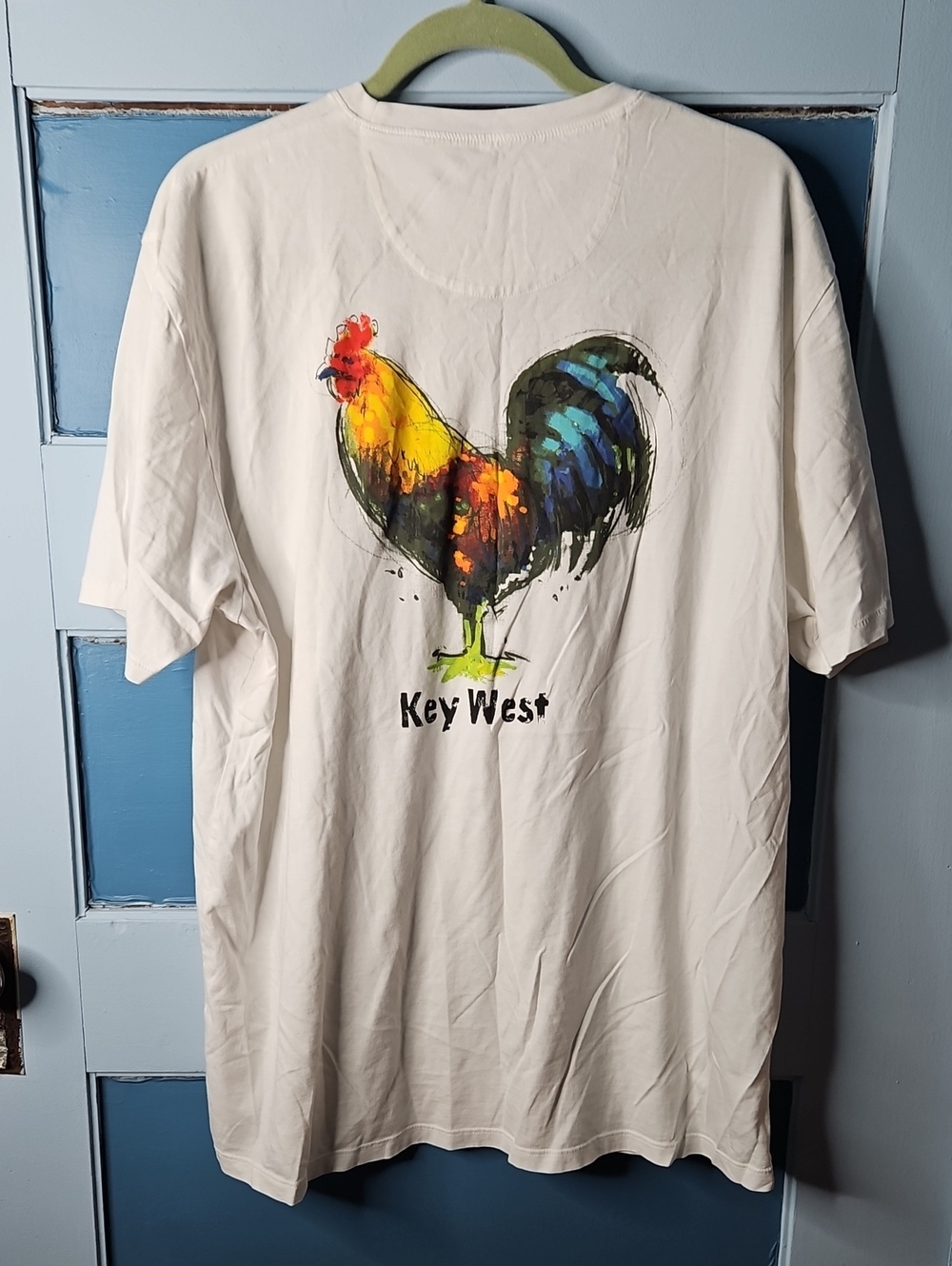 Key West Rooster Graphic Tee — White with Multicolor Artwork XXL